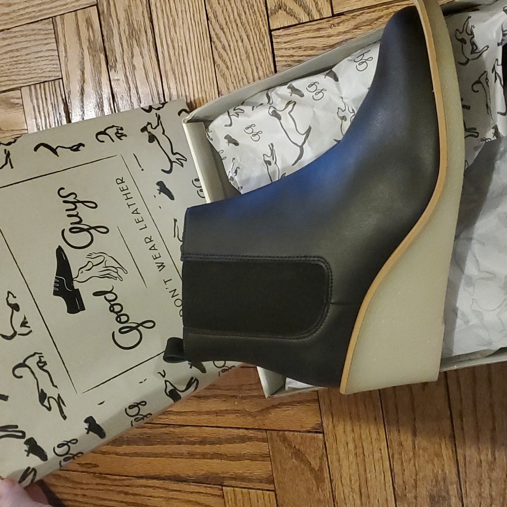 Good Guys vegan leather wedge boots